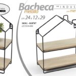 MENSOLA BACHECA PARETE CASA CASETTA PORTA OGGETTI METALLO LEGNO 24*12*29 CM