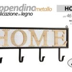 APPENDIABITI DA PARETE APPENDINO Attaccapani METALLO LEGNO GANCIO A 4 HOME 46*20