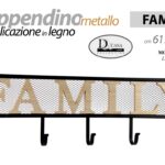 APPENDIABITI DA PARETE APPENDINO Attaccapani FAMILY METALLO LEGNO 5 GANCI 61*20