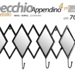APPENDIABITI DA PARETE SPECCHIO 4 POSTI APPENDINO Attaccapani METALLO 70*34 cm
