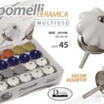 POMELLO TONDO MOBILE CASSETTIERA CERAMICA METALLO BIANCO COLOR 0,45CM