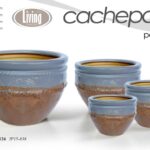 4 VASI CACHEPOT VASO PORTA PIANTA CERAMICA MODERNO CLASSICO BLU 30/23/17/12cm