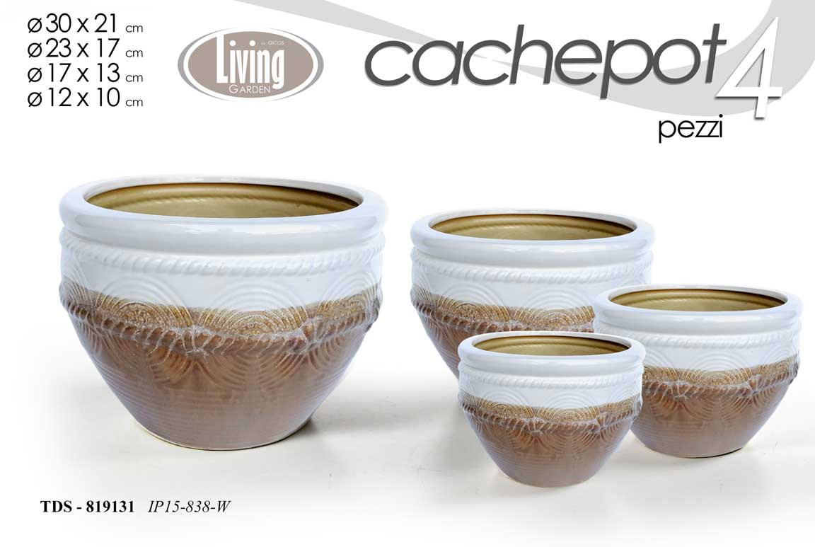 8025569819131 4 VASI CACHEPOT VASO PORTA PIANTA CERAMICA MODERNO CLASSICO AZZURRO 30/23/17/12 - immagine 1