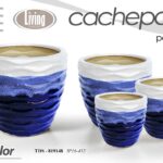 4 VASI CACHEPOT CERAMICA MODERNO CLASSICO VINTAGE VASO BIANCO BLU BC 29/21/15/12