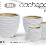 4 VASI CACHEPOT CERAMICA MODERNO CLASSICO VINTAGE VASO ONDE BIANCO 29/21/15/12cm