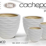 4 VASI CACHEPOT CERAMICA MODERNO CLASSICO VINTAGE VASO ONDE GRIGIO 29/21/15/12cm