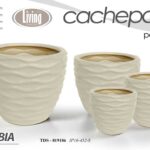 4 VASI CACHEPOT CERAMICA MODERNO CLASSICO VINTAGE VASO ONDE ECRù 29/21/15/12