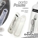 Portaposate viaggio campeggio ufficio contenitore posate plastica trasparente