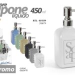 Dosatore sapone liquido quadrato grafica moderna dispenser bagno vetro ass 18 cm