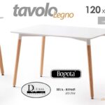 TAVOLO MODERNO TOP BIANCO TAVOLINO NORDICO PIEDI LEGNO LEGNO NATURAL 120*80*h74
