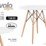 TAVOLO BIANCO TAVOLINO CAFFè NORDICO LEGNO SALOTTO MODERNO PIEDI LEGNO Ø80*74