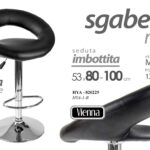 SGABELLO IMBOTTITO STILE BAR METALLO ROBUSTO CROMATO MODERNO NERO