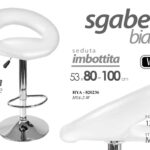 SGABELLO IMBOTTITO STILE BAR METALLO ROBUSTO CROMATO MODERNO BIANCO