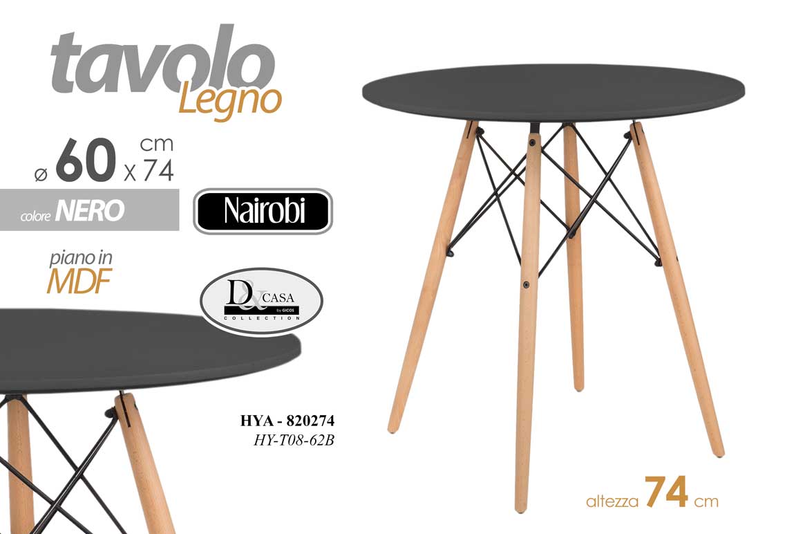 8025569820274 TAVOLO BIANCO TAVOLINO CAFFè NORDICO LEGNO SALOTTO MODERNO PIEDI LEGNO Ø60*74 cm - immagine 1