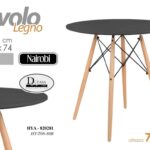 TAVOLO TAVOLINO NAIROBI PIANO LEGNO 80*74CM STRUTTURA METALLO LEGNO COLOR NERO