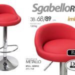 SGABELLO ROBUSTI SEDUTA MORBIDA MODERNO Cucina BAR Regolabile ROSSO max 89cm