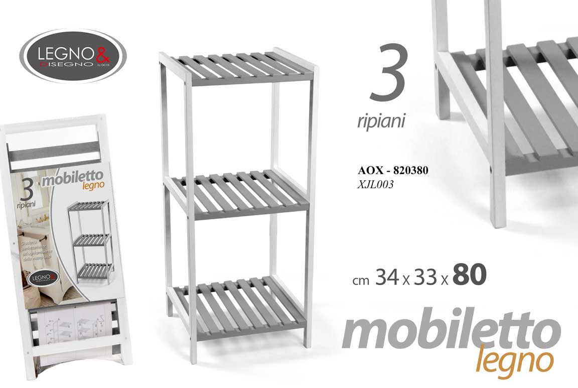 8025569820380 MOBILETTO SCAFFALE 3 RIPIANI BAGNO CUCINA PORTA ASCIUGAMANI OGGETTI BIANCO 80 cm - immagine 1