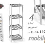 SCAFFALE SALVASPAZIO 4 RIPIANI BAGNO CUCINA PORTA ASCIUGAMANI GRIGIO 110*34*33cm