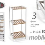 MOBILETTO BAGNO CUCINA SCAFFALE 3 RIPIANI PORTA ASCIUGAMANI OGGETTI 80*34*33 cm