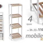 MOBILETTO SCAFFALE RIPIANI BAGNO CUCINA PORTA ASCIUGAMANI BIANCO MARRONE 110*34