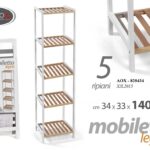SCAFFALE 5 RIPIANI BAGNO CUCINA PORTA ASCIUGAMANI OGGETTI BIANCO MAR 140*34cm