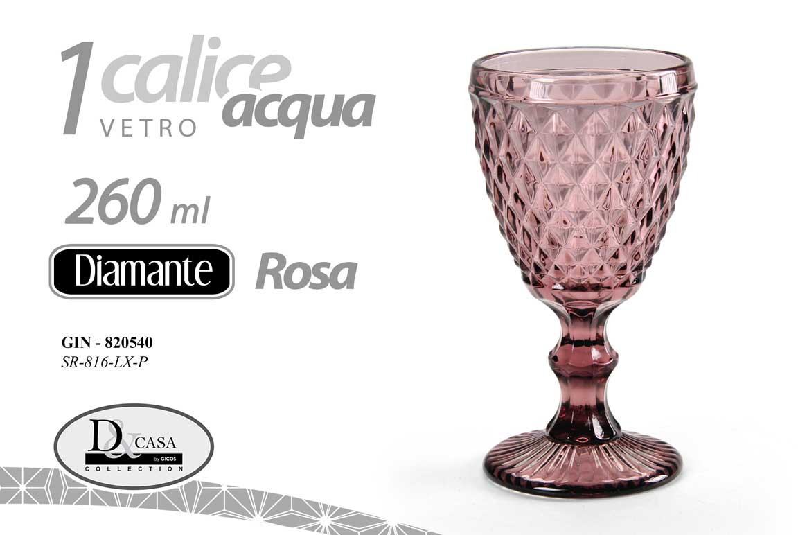 8025569820540 Calice Acqua BICCHIERE GAMBO VINO Cocktail Drink DIAMANTE BRILLANTE 17 CM 260 ML - immagine 1