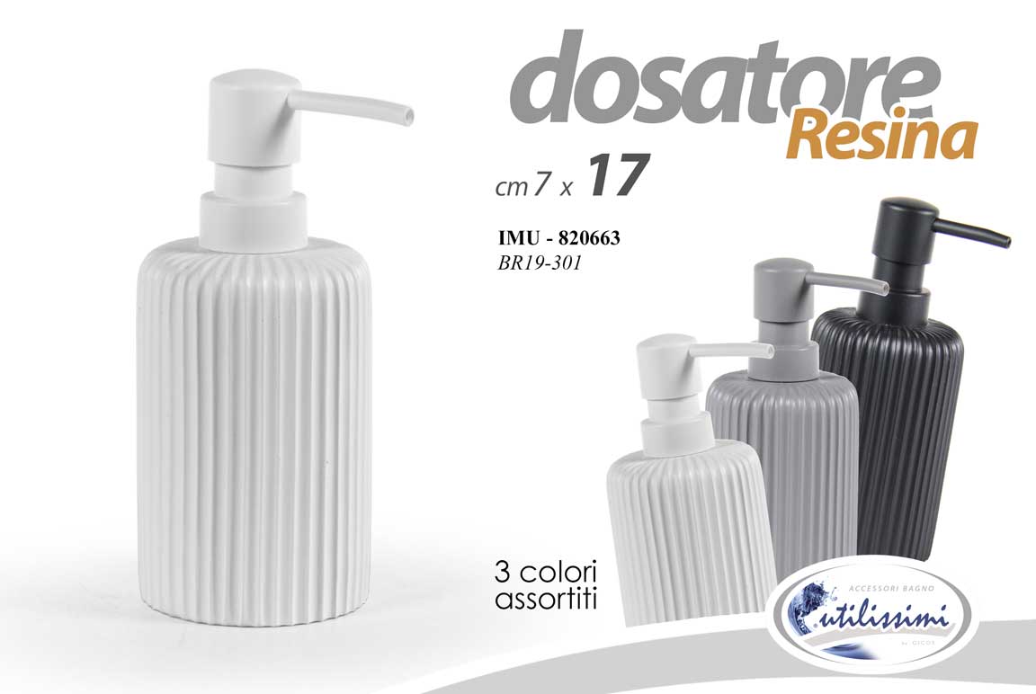 8025569820663 DOSATORE PORTA SAPONE LIQUIDO Dispenser BOTTIGLIA FLACONE ELEGANTE RESINA 17 CM - immagine 1