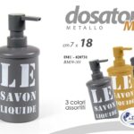 DOSATORE SAPONE LIQUIDO Dispenser BOTTIGLIA FLACONE TONDO METALLO MILITARE 18 cm