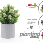 PIANTA FINTA ARTIFICIALE PIANTINA FIORI FIORE VASO BIANCO DECORAZIONE 18 cm