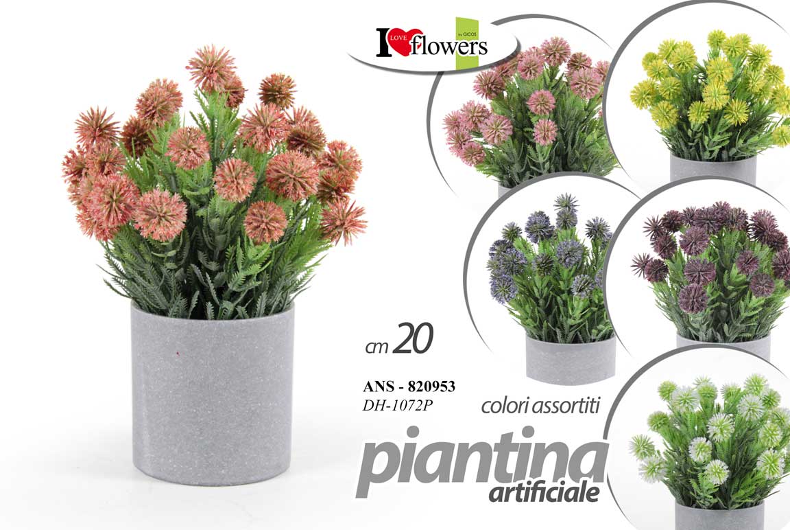 8025569820953 PIANTA PIANTINA FINTA ARTIFICIALE FIORI FIORE VASO BIANCO DECORAZIONE 20 cm - immagine 1