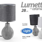 LAMPADA LUMETTO ABAT JOUR DA TAVOLO COMODINO BASE CERAMICA E 14 DECOR GOCC 27cm