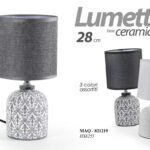 LAMPADA LUMETTO ABAT JOUR BASE CERAMICA DA TAVOLO COMODINO E14 DECOR CHIC 27 cm