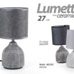 LAMPADA LUMETTO ABAT JOUR DA TAVOLO COMODINO BASE CERAMICA E 14 DECO CHIC 27 cm