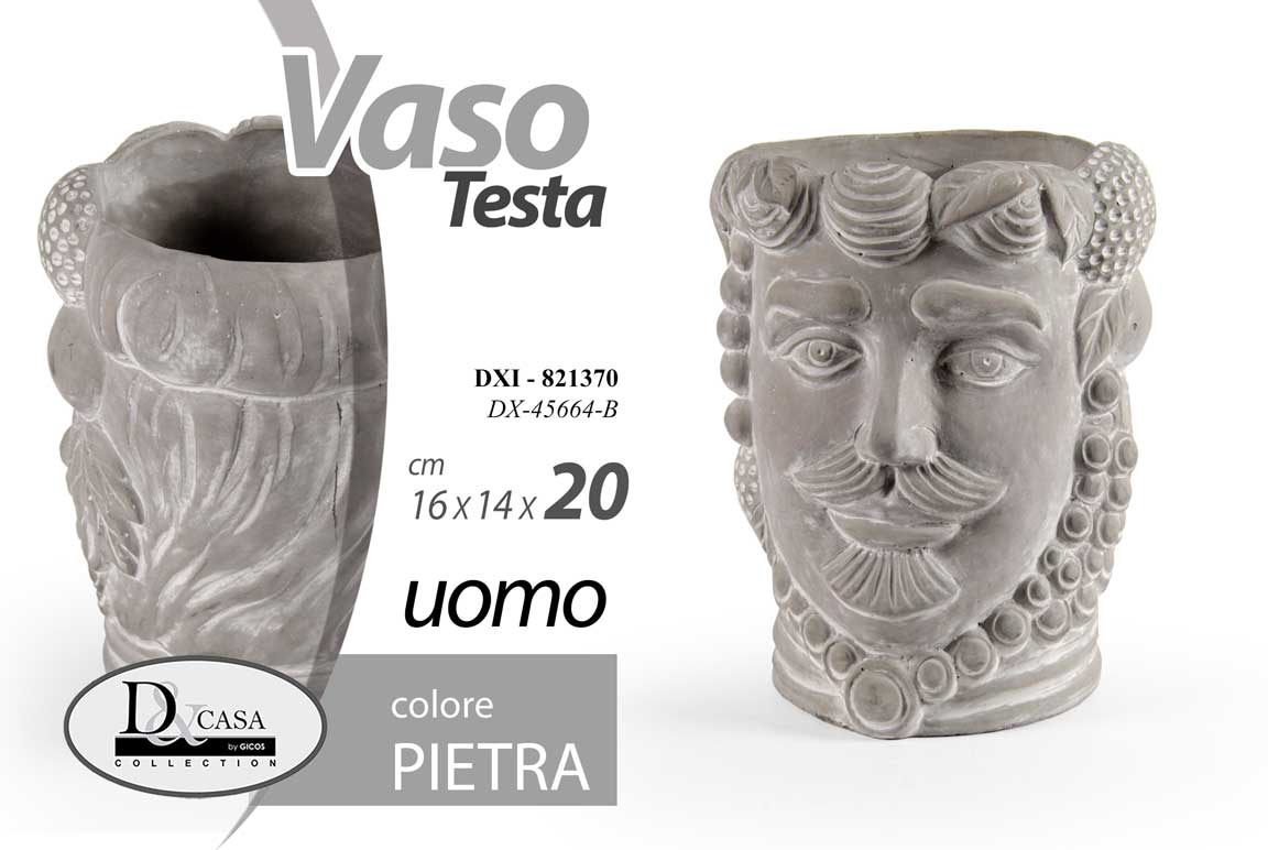 8025569821370 TESTA VASO UOMO CACHEPOT CENTROTAVOLA COL PIETRA RUSTICO CLASSICO MODERNO 20cm - immagine 1