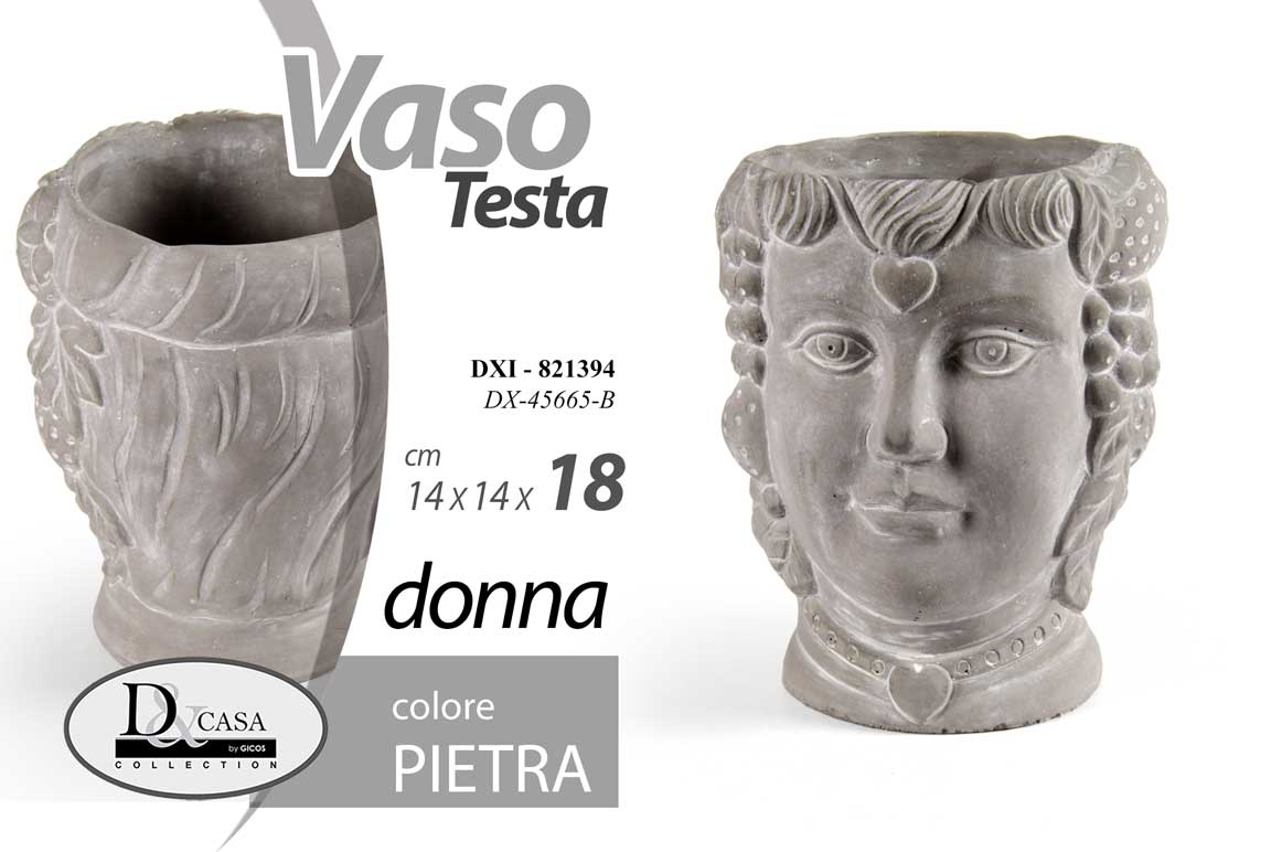 8025569821394 TESTA VASO DONNA CACHEPOT CENTROTAVOLA COL PIETRA RUSTICO CLASSICO MODERNO 18cm - immagine 1