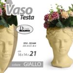 VASO TESTA DONNA PORTA FIORI PIANTE CACHEPOT GIALLO CEMENTO LINEA SCAVO 21 CM