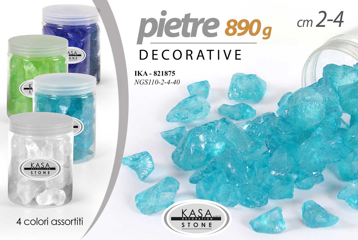 8025569821875 PIETRE DECORATIVE CIOTTOLI ACQUARIO VASI CENTROTAVOLA COLORATE ASS VETRO 890gr - immagine 1