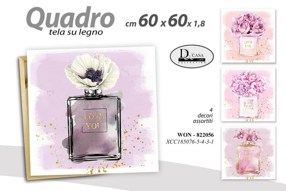 8025569822056 QUADRO PARETE TELA STAMPA SU LEGNO CASA UFFICIO NEGOZIO FASHION VARI 60*60 CM - immagine 1