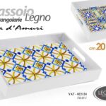 Vassoio legno rettangolare bianco stil sicilia terra d'amuri manici ass 20*26*4