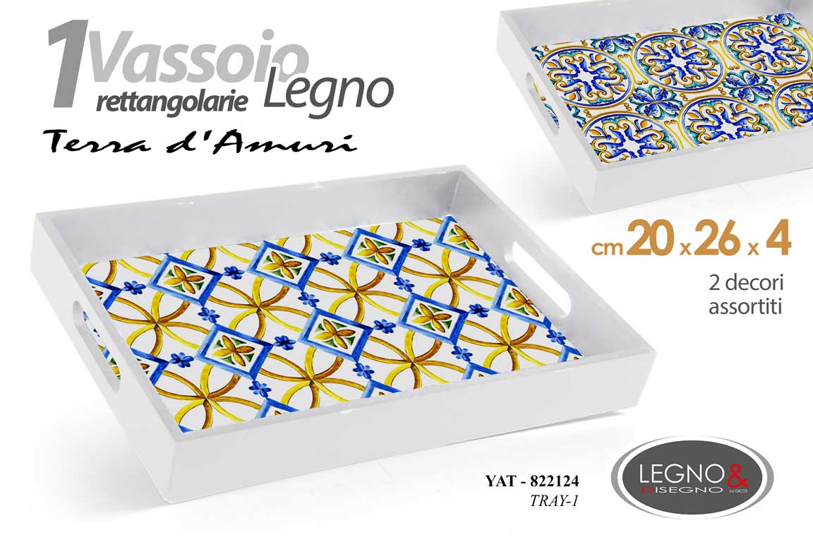 8025569822124 Vassoio legno rettangolare bianco stil sicilia terra d'amuri manici ass 20*26*4 - immagine 1
