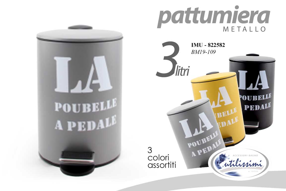 8025569822582 PATTUMIERA A PEDALE BAGNO SPAZZATURA GETTA CARTE BIDONE MILITARE 3 LITRI 24*17 - immagine 1
