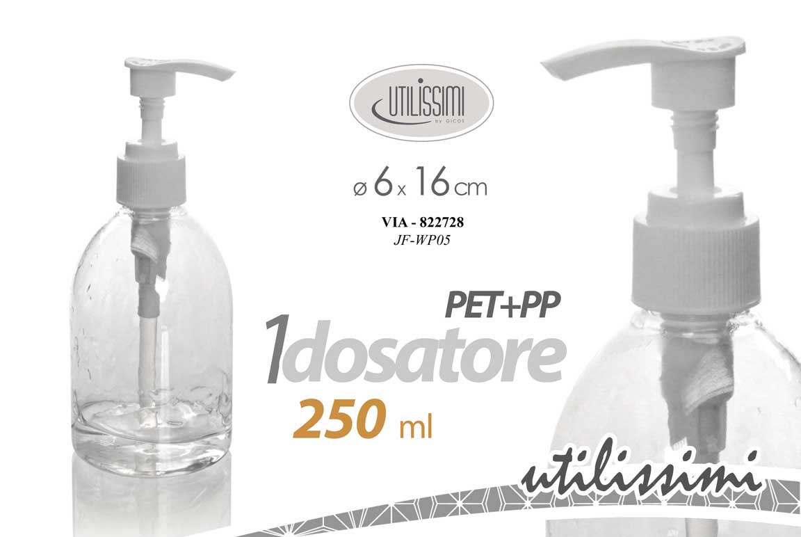 8025569822728 Dosatore sapone liquido ricaricabile Dispenser erogatore trasparente pet 16x6 - immagine 1