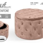 POUF CONTENITORE VELLUTO PINK ROSA LEGNO CLASSICO MODERNO SALOTTO CAMERA 60*42cm