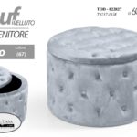 POUF CONTENITORE TONDO VELLUTO CIELO POGGIAPIEDI SALOTTO CAMERA CELESTE 60*42 CM