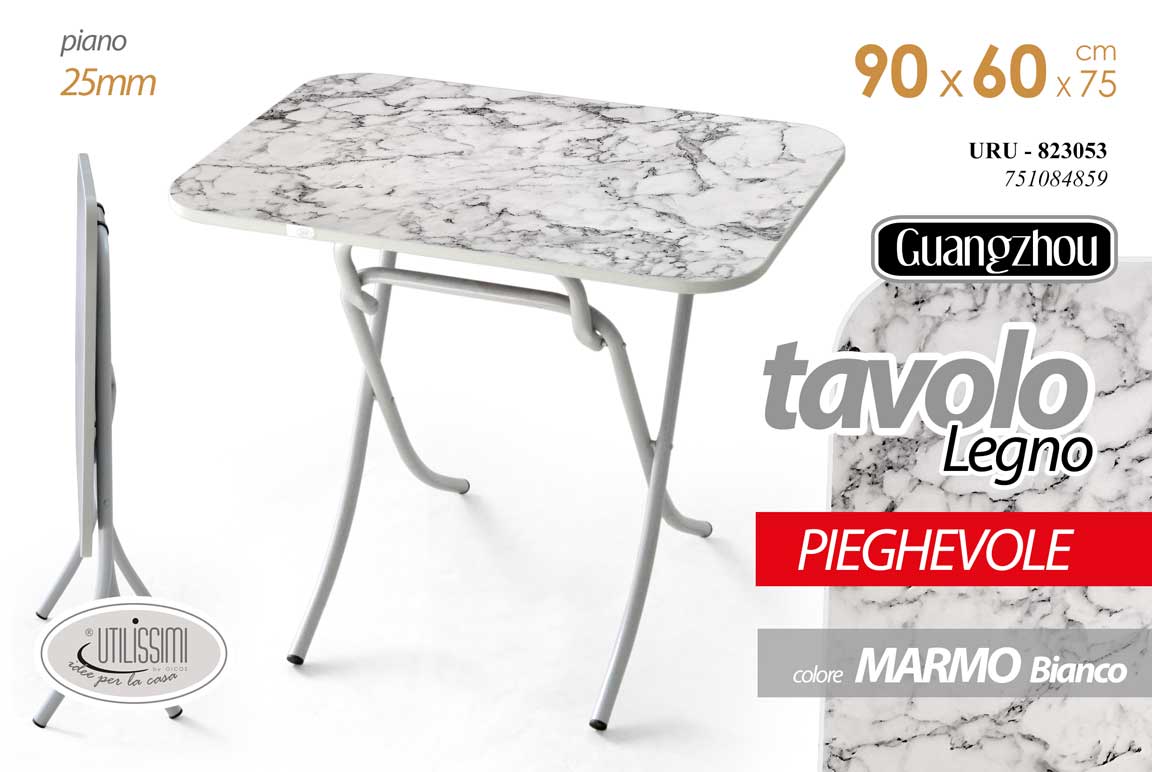 8025569823053 TAVOLO PIEGHEVOLE TAVOLINO SALVASPAZIO CAMERA SCRIVANIA COLOR B MARMO 90*60*h75 - immagine 1
