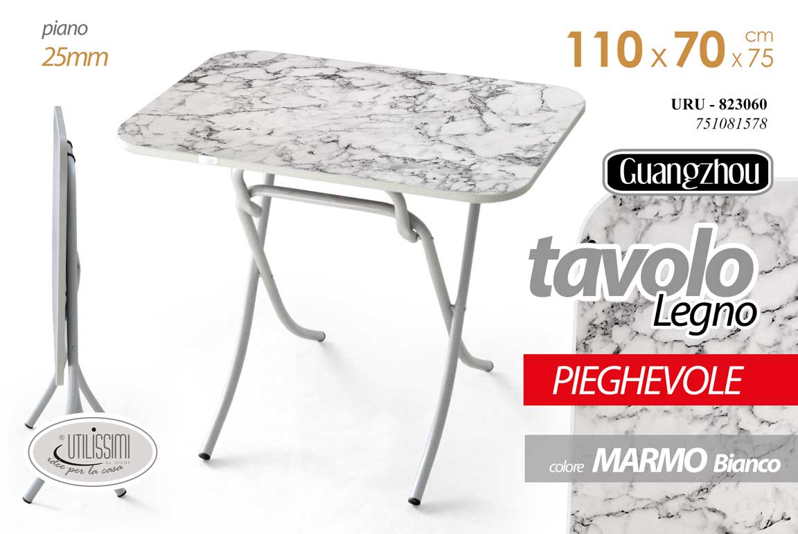 8025569823060 TAVOLO PIEGHEVOLE TAVOLINO SALVASPAZIO CAMERA SCRIVANIA COLOR B MARMO 110*70*h75 - immagine 1
