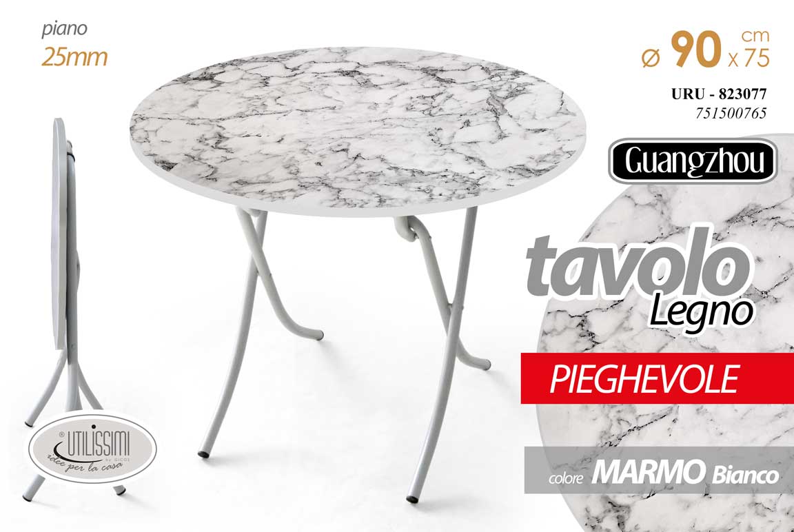 8025569823077 TAVOLO PIEGHEVOLE TAVOLINO SALVASPAZIO CAMERA SCRIVANIA COLOR MARMO 90*h75 cm B - immagine 1