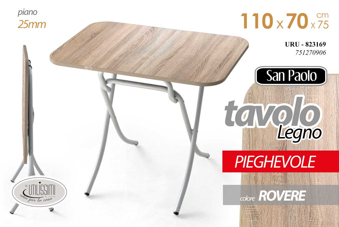 8025569823169 TAVOLO PIEGHEVOLE TAVOLINO SALVASPAZIO CAMERA SCRIVANIA COLOR ROVERE 110*70*h75 - immagine 1