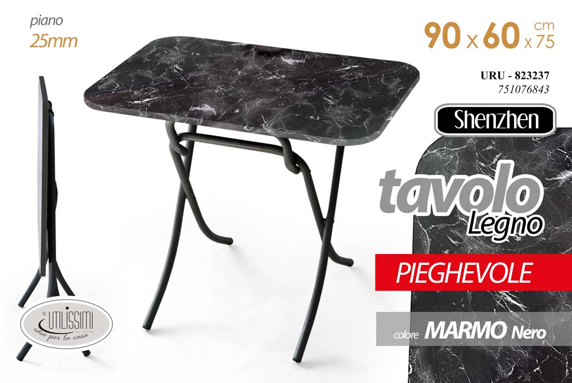 8025569823237 TAVOLO PIEGHEVOLE TAVOLINO SALVASPAZIO CAMERA SCRIVANIA COLOR MARMO 90*60*h75 - immagine 1