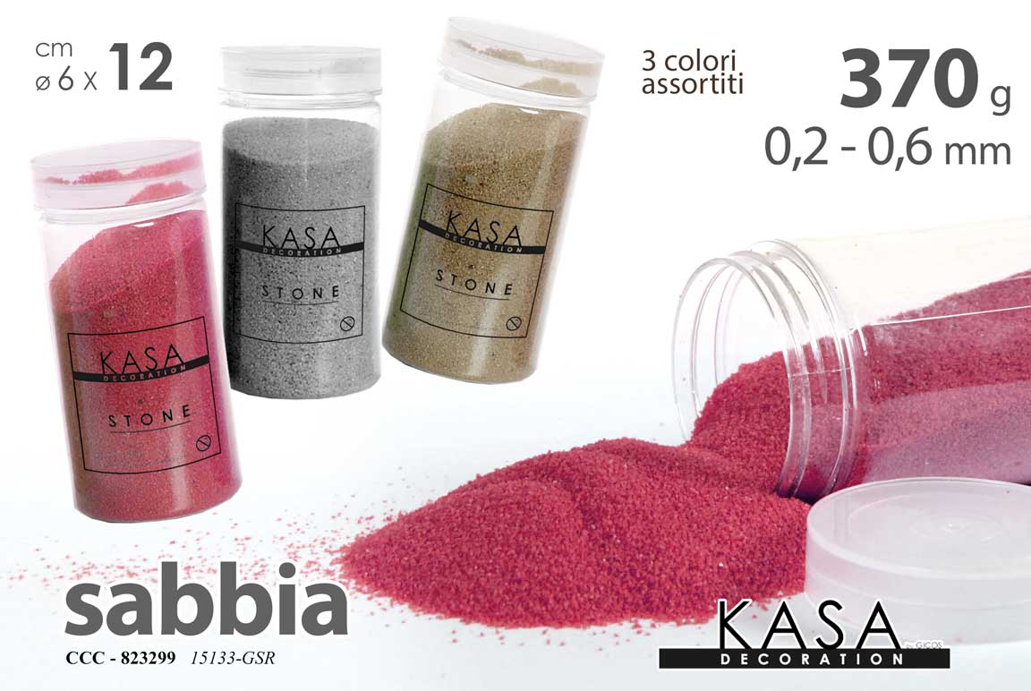 8025569823299 SABBIA DECORATIVA VASI PIANTE DECOUPAGE EVENTI HOBBY COLOR CHIC 0,2/0,6MM 370GR - immagine 1